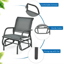 Costway 2PCS Patio Swing Glider Chair Single Rocking Chair Yard Outdoor Grey -Costway GUEST b9259ade 2233 42c9 82a4 fcb5a45e5cd9