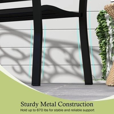 Costway 50" Porch Bench With Ergonomic Backrest & Armrests Floral Patterns Curved 7 Costway 50" Porch Bench With Ergonomic Backrest & Armrests Floral Patterns Curved - Image 5