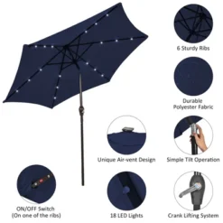 Costway 9 FT Patio Solar Umbrella LED Patio Market Steel Tilt With Crank Outdoor Navy -Costway GUEST b99441f0 c3c9 4bd9 9cef 9986ed8ac9a1