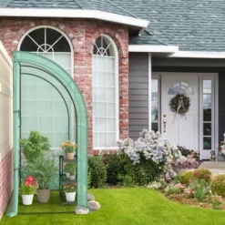 Costway 7'x 3.5'x 7' Lean-to Greenhouse Portable Wall House With Green PE Cover And Shelf 13 Costway 7'x 3.5'x 7' Lean-to Greenhouse Portable Wall House With Green PE Cover And Shelf -Costway GUEST b9965e16 5ad1 4126 b726 c21b4e356bb4