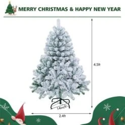Costway 4.5ft Pre-Lit Premium Snow Flocked Hinged Artificial Christmas Tree W/150 Lights -Costway GUEST b9db99e2 9750 47a2 aaa0 3ef08435db2b