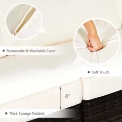 Costway 7 PCS Patio Furniture Set With 28" 50000 BTU Propane Gas Fire Pit Table Cushions Red/Turquoise/Off White 22 Costway 7 PCS Patio Furniture Set With 28" 50000 BTU Propane Gas Fire Pit Table Cushions Red/Turquoise/Off White -Costway GUEST b9f5d567 703c 4a06 942f 5f4bfbcd0183