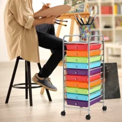 Costway 10 Drawer Rolling Storage Cart Scrapbook Office School Organizer Multicolor -Costway GUEST b9fb47eb bb2e 42a6 92ff 44f1d84f66db