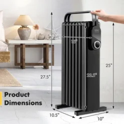 Costway 1500W Electric Space Heater Oil Filled Radiator Heater W/ Foldable Rack WhiteBlack -Costway GUEST ba4c4210 acd6 47b9 a015 837b7730e320