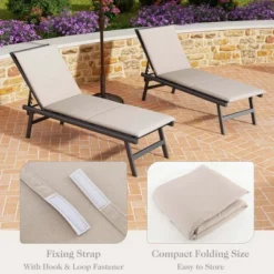 Costway 1/2 PCS Outdoor Chaise Lounge Cushion With Hook & Loop Fastener Fixing Straps Patio -Costway GUEST ba7aafd3 87ad 4f13 b36e 85c96335fb38