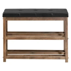 Costway 2-Tier Wooden Shoe Rack Bench W/Padded Seat For Entryway Bedroom -Costway GUEST bab7320b aea8 4d3c a4ac 97ba45473673