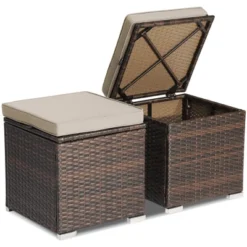 Costway 2PCS Patio Rattan Ottomans Seat Side Table Storage Box Footstool With Cushions Red/Grey/Black 19 Costway 2PCS Patio Rattan Ottomans Seat Side Table Storage Box Footstool With Cushions Red/Grey/Black -Costway GUEST bac862b6 1ed6 4d43 80b9 9cf2bd76e922
