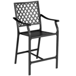 Costway 3 PCS Patio Bar Stool Square Table Bistro Set Cushioned Chairs Armrest -Costway GUEST bad32723 0548 499e aef8 594f73450ae4