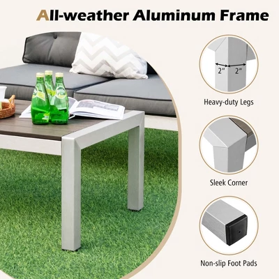Costway Patio Aluminum Coffee Table Outdoor Rectangular Cocktail Accent Table Garden 8 Costway Patio Aluminum Coffee Table Outdoor Rectangular Cocktail Accent Table Garden - Image 6
