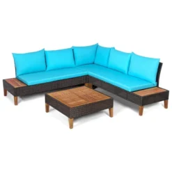 Costway 4PCS Patio Rattan Furniture Set Cushioned Loveseat W/Wooden Side Table 15 Costway 4PCS Patio Rattan Furniture Set Cushioned Loveseat W/Wooden Side Table -Costway GUEST bb336e7d e342 4464 8a3a ae98b88800a0