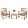 Costway 3 PCS Outdoor Furniture Set Acacia Wood Conversation Set With Soft Seat Cushions White/Grey/Navy -Costway GUEST bb6cb7ea 8039 4c41 9f78 a3401d2ec9bb