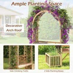 Costway Garden Bench Arbor Arch With Love Seat 2 Trellises & Planting Box To Grow Grapes -Costway GUEST bb8fabac d585 4b0c 8c3c f31019ec6f05