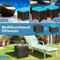 Costway 2PCS Patio Rattan Ottoman Cushioned Seat W/ Foot Rest Turquoise 18 Costway 2PCS Patio Rattan Ottoman Cushioned Seat W/ Foot Rest Turquoise -Costway GUEST bbb99ab8 98d3 4c50 aed0 a068c3f5a76d