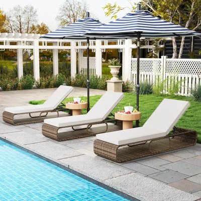 Costway 1/2 PCS Outdoor Chaise Lounge Chair With Adjustable Backrest Cushion And Storage 3 Costway 1/2 PCS Outdoor Chaise Lounge Chair With Adjustable Backrest Cushion And Storage