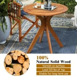 Costway 27'' Outdoor Round Table Solid Wood Coffee Side Bistro Table -Costway GUEST bbea9155 06d9 4404 9456 cf427537b1be