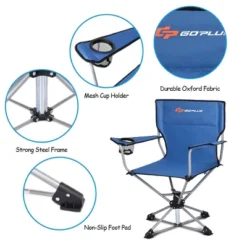 Costway Collapsible Portable Swivel Camping Chair 360degreesFree Rotation For Picnic Fishing -Costway GUEST bbf199a1 abbe 44d6 a188 133cf3b2b07b