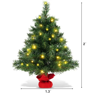 Costway 2 FT Pre-Lit Tabletop Fir Artifical Christmas Tree Led Lights 5 Costway 2 FT Pre-Lit Tabletop Fir Artifical Christmas Tree Led Lights - Image 3
