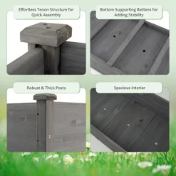 Costway Wooden Raised Vegetable Garden Bed Elevated Grow Vegetable Planter Grey -Costway GUEST bc39031a 4384 4777 9cd9 07d197be776d