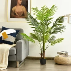 Costway 4.3Ft Artificial Phoenix Palm Tree Plant For Indoor Home Office Store