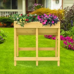 Costway Raised Wooden V Planter Elevated Vegetable Flower Bed Free Standing Planting With Liner -Costway GUEST bc678e5a 0309 470a 8dbe 697d9a4078b0