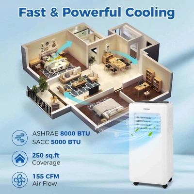 Costway 8000 BTU Portable Air Conditioner 3 In 1 Air Cooler With Fan & Dehumidifier 5000 BTU(8000BTU ASHRAE) 9 Costway 8000 BTU Portable Air Conditioner 3 In 1 Air Cooler With Fan & Dehumidifier 5000 BTU(8000BTU ASHRAE) - Image 7