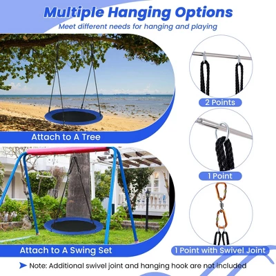 Costway 40'' Saucer Tree Swing 660 LBS For Kids Adults Outdoor With LED Lights Rainbow Color/Blue 6 Costway 40'' Saucer Tree Swing 660 LBS For Kids Adults Outdoor With LED Lights Rainbow Color/Blue - Image 4