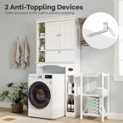 Costway Over The Toilet Storage Cabinet Bathroom Storage Organizer With Toilet Paper Holder -Costway GUEST bd4832a7 8e7b 41de 94fd ecd494a9a197