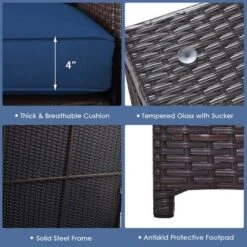 Costway 6PCS Patio Rattan Furniture Set 32'' Fire Pit Table Tank Holder With Cover Beige/Navy/Red/Turquoise -Costway GUEST bd6b859c ff99 4510 9bc0 7c12d450aea1