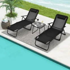 Costway 3pcs Patio Folding Chaise Lounge Chair PVC Tabletop Set Outdoor Portable Beach 21 Costway 3pcs Patio Folding Chaise Lounge Chair PVC Tabletop Set Outdoor Portable Beach -Costway GUEST bdc170dc 2b1e 4956 a4d1 d276080b99d1