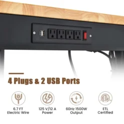 Costway 48" Adjustable Work Bench Heavy-Duty Steel Frame Worktable With Power Outlets -Costway GUEST bdd92a8e e593 492b 8536 4d3cf95d7afd