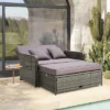 Costway Patio Rattan Daybed Set Wicker Loveseat Sofa With Ottoman & Retractable Side Tray 1 Costway Patio Rattan Daybed Set Wicker Loveseat Sofa With Ottoman & Retractable Side Tray -Costway GUEST be080027 93ca 4a90 873c aba83a1e8929