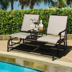Costway 2 Person Patio Double Glider Steel Frame Loveseat Rocking With Center Table 14 Costway 2 Person Patio Double Glider Steel Frame Loveseat Rocking With Center Table -Costway GUEST be13ac8e 3e5a 494f 891d 352170e0c05f