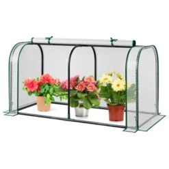 Costway Portable Mini Greenhouse 47" X 22" X 24" Outdoor Indoor Tunnel Greenhouse Green/White -Costway GUEST be90174b 90e0 441f b542 f772ded06f4b