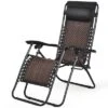 Costway Patio Rattan Zero Gravity Lounge Chair Chaise Folding Recliner W/Headrest BrownMix Brown