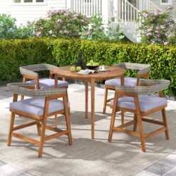 Costway 5 Piece Patio Dining Set Outdoor Solid Wood Furniture With Rattan Backrest 14 Costway 5 Piece Patio Dining Set Outdoor Solid Wood Furniture With Rattan Backrest -Costway GUEST beb0bcd0 7e27 4e82 8908 c9eaa3ecfac3