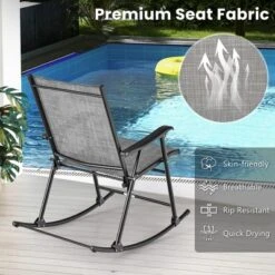 Costway 2pcs Patio Folding Rocking Chair Heavy-Duty Metal Frame Rockers Outdoor -Costway GUEST beb97336 f681 4b54 b095 f397789dc475