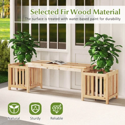 Costway Patio Wooden Bench With Planter 2 Side Flower Box Slot Design For Easy Assembly 8 Costway Patio Wooden Bench With Planter 2 Side Flower Box Slot Design For Easy Assembly - Image 6