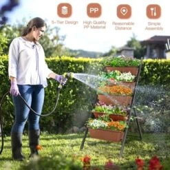 Costway 2PCS 5-Tier Vertical Raised Garden Bed Elevated Planter 5 Container Box -Costway GUEST bf013c43 cb80 4ca2 90d8 4164e9d2522e