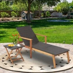 Costway 2PCS Patio Rattan Lounge Chair Chaise Recliner Wood Back Adjust W/Folding Table 21 Costway 2PCS Patio Rattan Lounge Chair Chaise Recliner Wood Back Adjust W/Folding Table -Costway GUEST bf040880 4f2e 4c2c bad7 fc32f8ca8ee8