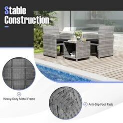 Costway 3 PCS Patio Furniture Set With Tempered Glass Coffee Table & Soft Seat Cushions Gray/Black/White -Costway GUEST bf0d2837 e53d 431a a837 e3dfd6513066