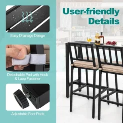 Costway 3PCS Outdoor Metal Bar Table & Chairs Set Patio Dining Table Set With Cushion 11 Costway 3PCS Outdoor Metal Bar Table & Chairs Set Patio Dining Table Set With Cushion -Costway GUEST bf20705a 0ea7 47b0 99ba eb6cfc09fc2b