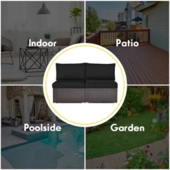 Costway 2PCS Patio Rattan Armless Sofa Sectional Furniture Conversation W/ Cushion -Costway GUEST bf31a66b b516 4de8 912e 3a5763e3b0ec