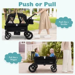 Costway Wagon Stroller For 2 Kids Push Pull Double Stroller With Adjustable Handle -Costway GUEST bf48f085 15cf 4cc4 ab13 87ee9f1ad6a5