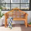 Costway 49'' Outdoor Folding Bench Eucalyptus Wood Backrest Armrest Patio Garden