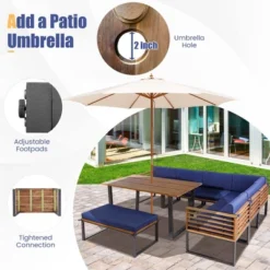 Costway 8pcs Patio Acacia Wood Dining Table & Ottoman Sofa Chair Set Outdoor Furniture 13 Costway 8pcs Patio Acacia Wood Dining Table & Ottoman Sofa Chair Set Outdoor Furniture -Costway GUEST bf7a3793 5579 491f 9dc6 9784319593ca