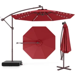 Costway Patio 10FT Hanging Offset Umbrella 32 LED Lights Sand Bag Outdoor Cross Base Beige/Turquoise/Dark Gray/Wine/Coffee/Navy 31 Costway Patio 10FT Hanging Offset Umbrella 32 LED Lights Sand Bag Outdoor Cross Base Beige/Turquoise/Dark Gray/Wine/Coffee/Navy -Costway GUEST c000cebe 8419 4d57 ab19 762158f3a442