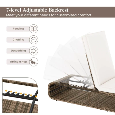 Costway 1/2 PCS Outdoor Chaise Lounge Chair With Adjustable Backrest Cushion And Storage 9 Costway 1/2 PCS Outdoor Chaise Lounge Chair With Adjustable Backrest Cushion And Storage - Image 7