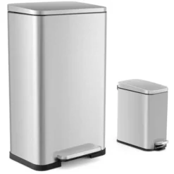 Costway 2 Pack Trash Can Combo Set With Step-on Pedal Removable Inner Buckets For Kitchen -Costway GUEST c02e5ea5 b0ef 4ae8 9bfa a4aabf8bd856