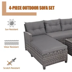 Costway 4PCS Patio Rattan Furniture Set Cushioned Loveseat Table Shelf Gray 15 Costway 4PCS Patio Rattan Furniture Set Cushioned Loveseat Table Shelf Gray -Costway GUEST c03eeeea 76f8 45a8 b4c8 d2d07d4d30cf
