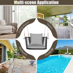 Costway Patio Hanging Rattan Basket Chair Swing Hammock Chair With Seat Cushion Navy/Grey/Beige 22 Costway Patio Hanging Rattan Basket Chair Swing Hammock Chair With Seat Cushion Navy/Grey/Beige -Costway GUEST c057ee39 388f 4d52 8457 1df9509a060e